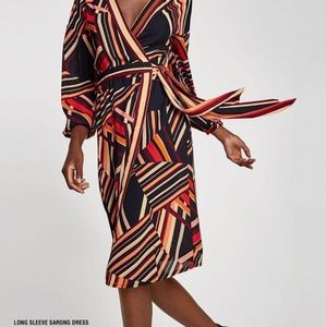 Zara Geometric Stripe Sarong Wrap Dress